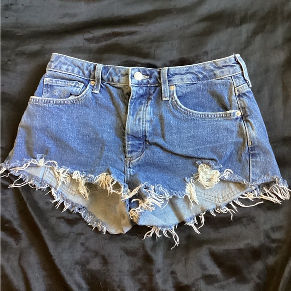 Denim Frayed Hem Women's Shorts - Picture 1 of 4